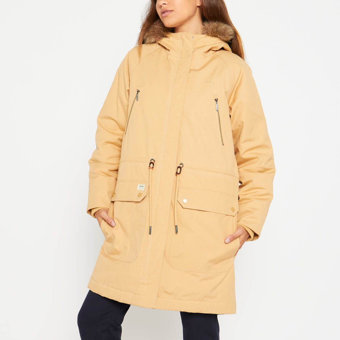 Drawcord Parka With Hood Jacket &  &  &  & 