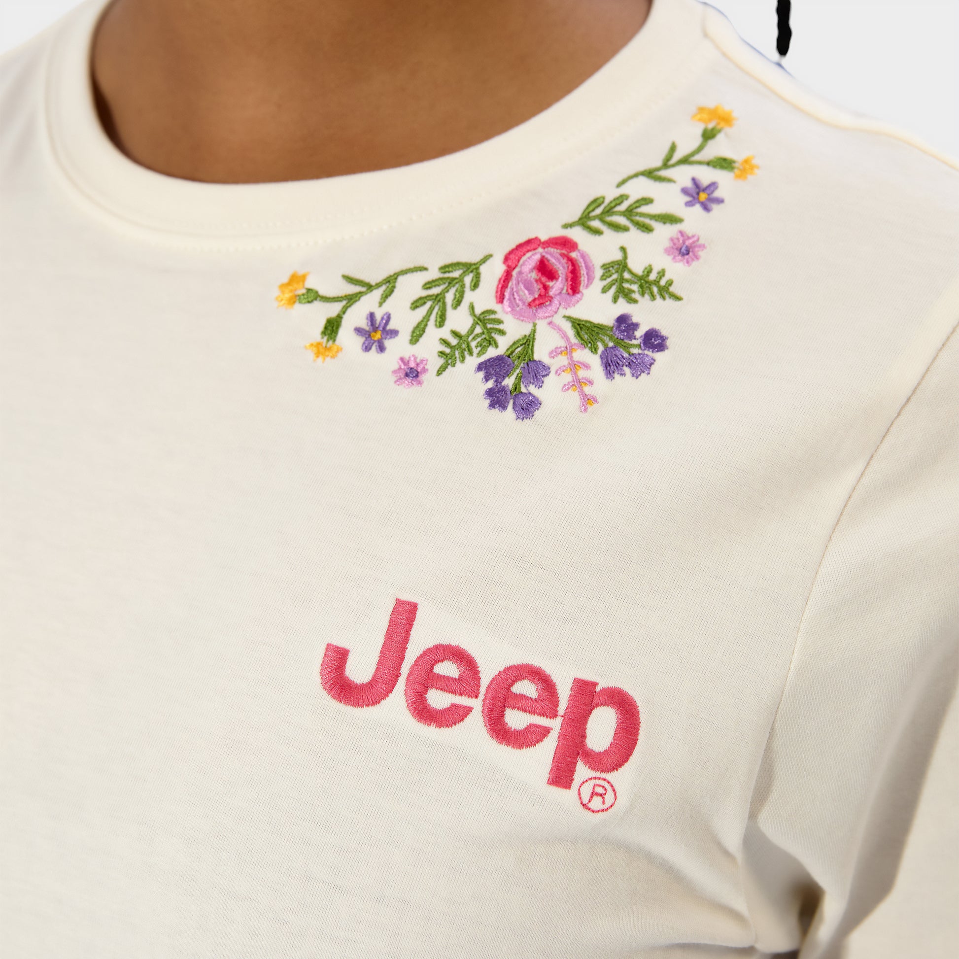 Flower Neck Embroidery T-Shirt (3)